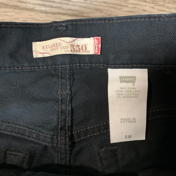 Retro Levi’s Jeans’S 550 mid-rise black wash bootcut fit Sz 29/ 8 rigid cotton - Picture 11 of 13